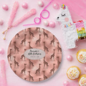 バラ金箔キリン模様 ペーパープレート (パーティー)