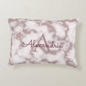 バラ金箔グリッターインピンクマーブルモノグラム アクセントクッション (裏面)
