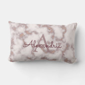 バラ金箔グリッターインピンクマーブルモノグラム ランバークッション (裏面)