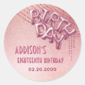 バラ金箔バルーン誕生日 ラウンドシール (正面)