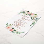 バラ金箔ピンクフローラブライダルシャワー 箔招待状 (回転した状態)