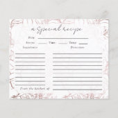 バラ金箔フローラブライダルシャワーレシピカード (正面)