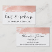 バラ金箔ブラシストロークの髪とメイクアップ 名刺 (正面/裏面)