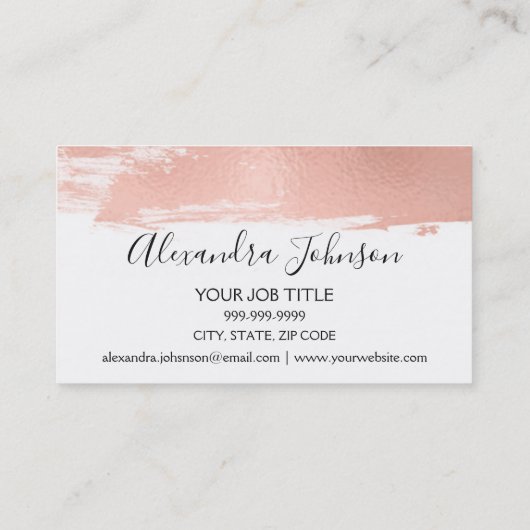 バラ金箔ブラシストロークの髪とメイクアップ 名刺 (裏面)