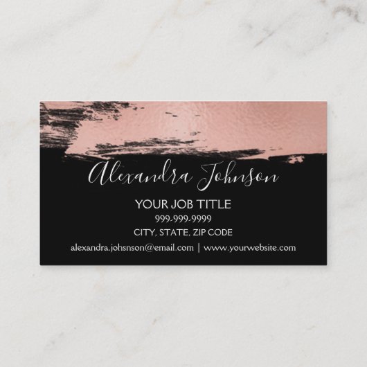 バラ金箔ブラシストロークの髪とメイクアップ 名刺 (裏面)