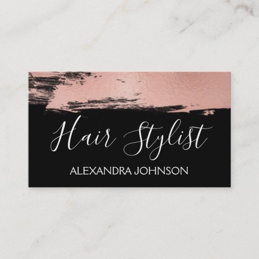 バラ金箔ブラシストローク美容師 名刺 (正面)