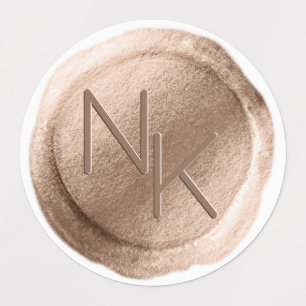 バラ金箔ワックスシールイニシャル結婚ズモノグラム ラベル