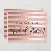 バラ金箔及びグリッターメイド・オブ・オーナー（花嫁付き添い人）案 ポストカード (正面/裏面)