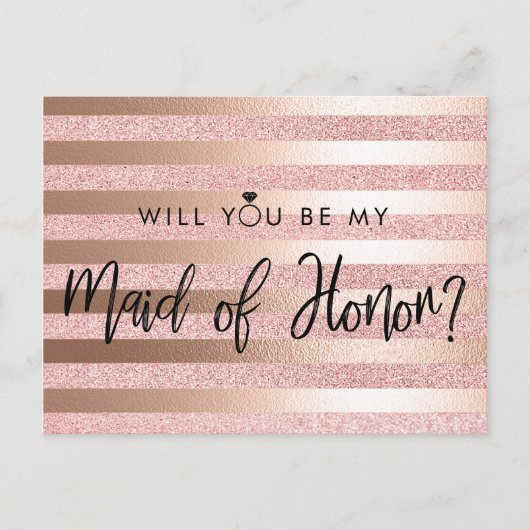 バラ金箔及びグリッターメイド・オブ・オーナー（花嫁付き添い人）案 ポストカード (正面)