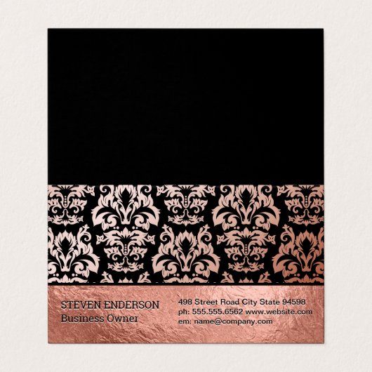 バラ金箔及びダマスク模様 名刺 (外部フラット)