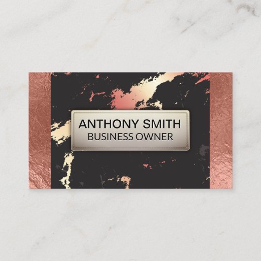 バラ金箔及び大理石模様 名刺 (正面)