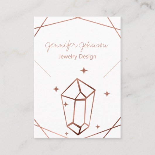 バラ金箔幾何ネックレス表示カード 名刺 (正面)