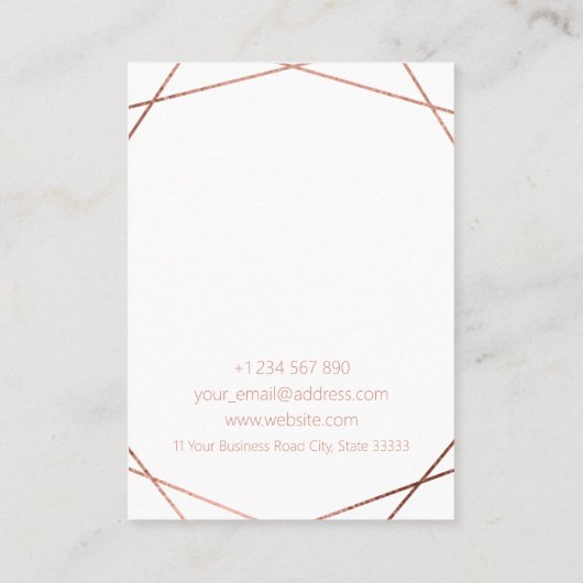 バラ金箔幾何ネックレス表示カード 名刺 (裏面)