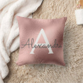 バラ金箔金属モノグラムの名前とイニシャル クッション (ブランケット)