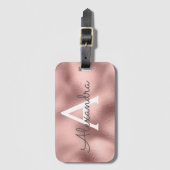 バラ金箔金属モノグラムの名前とイニシャル ラゲッジタグ (正面縦)