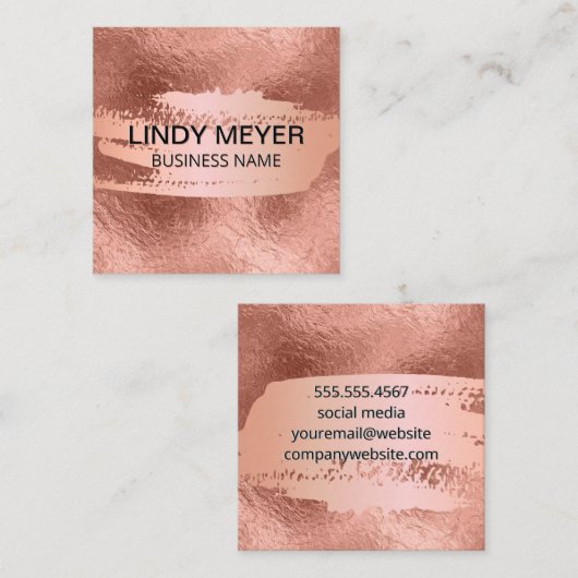 バラ金箔 |ブラシバラ金ゴールド スクエア名刺 (正面/裏面)