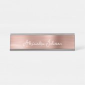 バラ金箔 |赤面ピンクフォイルモダン デスクネームプレート (正面)