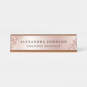 バラ金箔 |赤面ピンクフォイルモダン デスクネームプレート (正面)