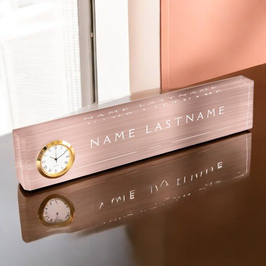 バラ金箔 | 赤面ピンクメタリックプロフェッショナル デスクネームプレート