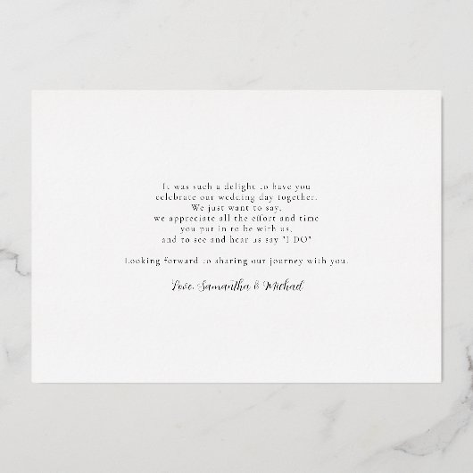 バラ金結婚箔の写真サンキューカード 箔招待状 (裏面)