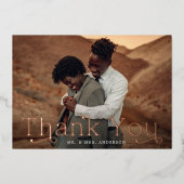 バラ金結婚箔の写真サンキューカード 箔招待状 (正面)