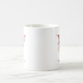バラ金色の花とイニシャルVのモノグラム コーヒーマグカップ (中央)