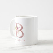 バラ金色の花のイニシャルBモノグラム コーヒーマグカップ (正面左)
