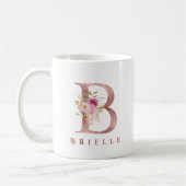バラ金色の花のイニシャルBモノグラム コーヒーマグカップ (左)