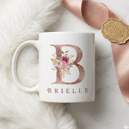 バラ金色の花のイニシャルBモノグラム コーヒーマグカップ