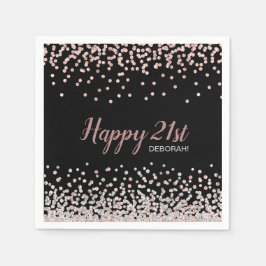 バラ金色シルバーコンフェティ 21歳の誕生日パーティー スタンダードカクテルナプキン