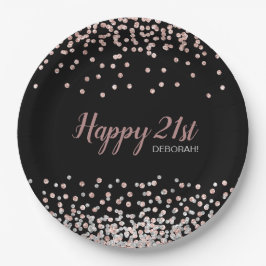 バラ金色シルバーコンフェティ 21歳の誕生日パーティー ペーパープレート