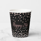 バラ金+シルバー+紙吹雪 21歳の誕生日パーティー 紙コップ (正面)
