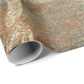 バラ銅オレンジフローラウッドティール(緑がかった色)金ゴールド 素朴 ラッピングペーパー (ロールコーナー)