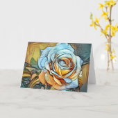 バラ開花絵を描1アートノートカード カード (黄色い花)