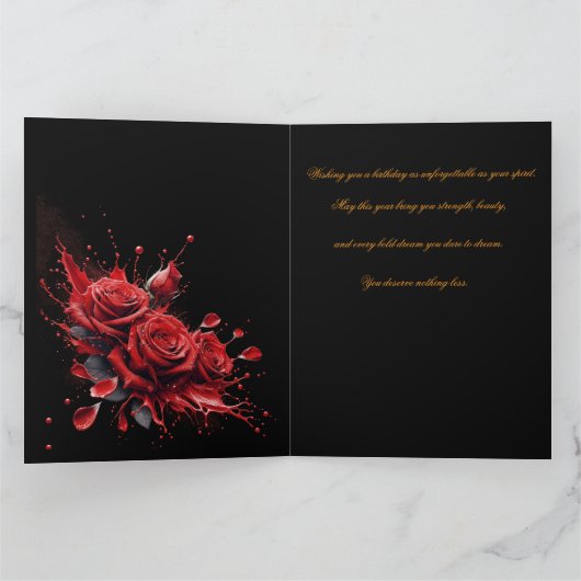 バラ開花-エレガント誕生日 カード (内部)