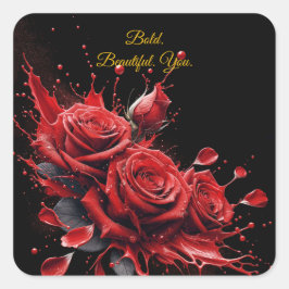 バラ開花-エレガント誕生日 スクエアシール