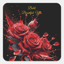 バラ開花-エレガント誕生日 スクエアシール