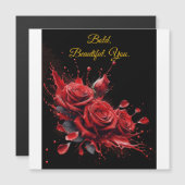 バラ開花-エレガント誕生日 マグネット招待状 (正面/裏面)