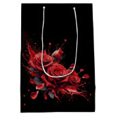 バラ開花-エレガント誕生日 ミディアムペーパーバッグ (裏面)