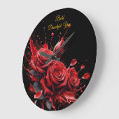 バラ開花-エレガント誕生日 ラージ壁時計 (傾斜)