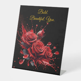 バラ開花-エレガント誕生日 台座サイン