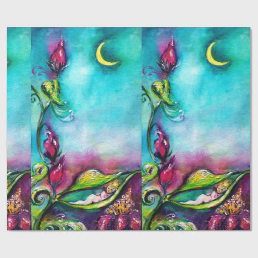 バラ間で眠るサンベリ葉ナ ラッピングペーパー (フラット)