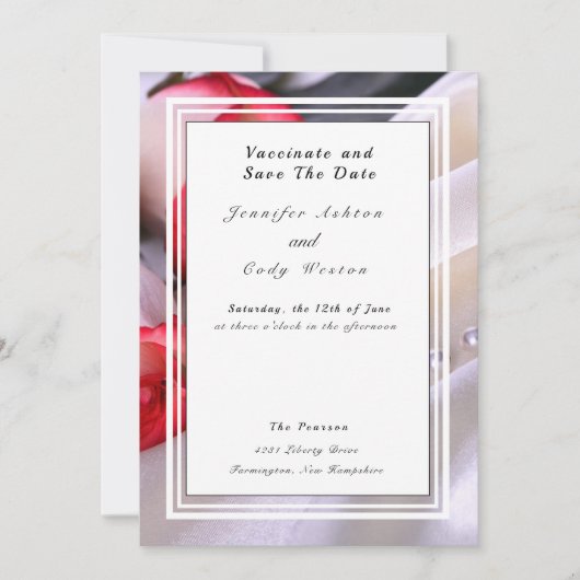 バラ離れの後で予防注射結婚検査を行う セーブザデート (正面)