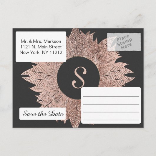 バラ離れ金ゴールドのブラックポストカードの保存 案内ポストカード (裏面)