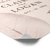 バラ離れ金ゴールドピンクベージュの結婚歓迎 ポスター (角)