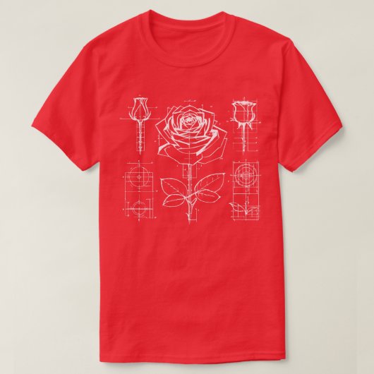 バラ青写真1 Tシャツ (デザイン正面)