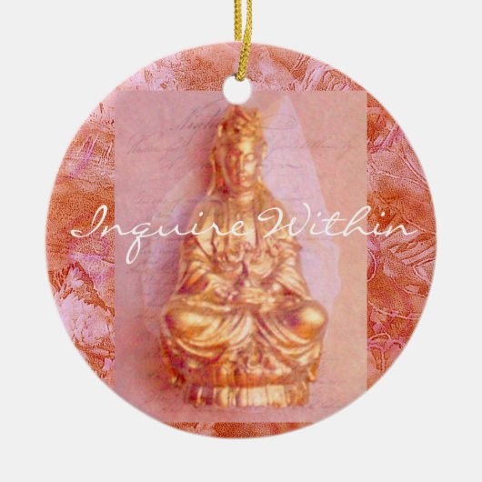 バラ青銅のKwanのイン セラミックオーナメント (正面)