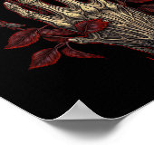 バラ骨格スカルハンドレッドフラワーバラ1 ポスター (角)