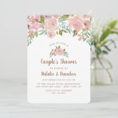 バラ魅力的ヴィンテージほこりっぽいピンクウェディングシャワー 招待状 (スタンド正面)