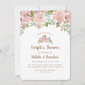 バラ魅力的ヴィンテージほこりっぽいピンクウェディングシャワー 招待状 (正面)